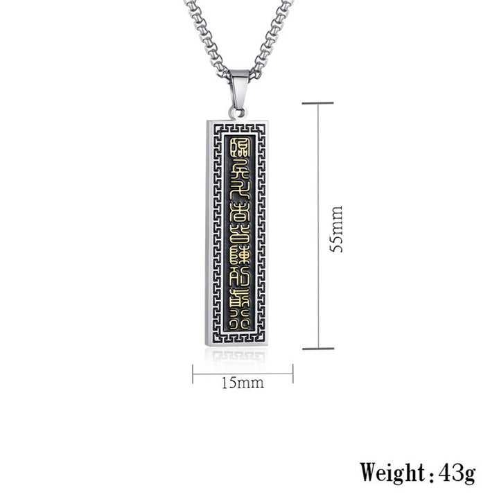 Buddha Stones The Nine-word Mantra Titanium Steel Bagua Yin Yang Balance Necklace Pendant - image 8