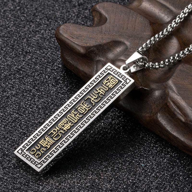 Buddha Stones The Nine-word Mantra Titanium Steel Bagua Yin Yang Balance Necklace Pendant - image 1