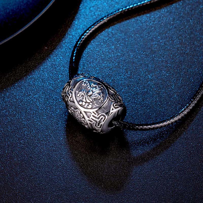 Buddha Stones Tibetan Om Mani Padme Hum Four Mythical Beasts Titanium Steel Wisdom Necklace Pendant - image 3