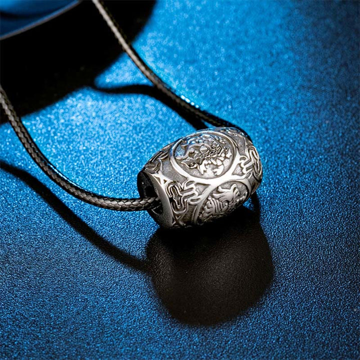 Buddha Stones Tibetan Om Mani Padme Hum Four Mythical Beasts Titanium Steel Wisdom Necklace Pendant - image 2