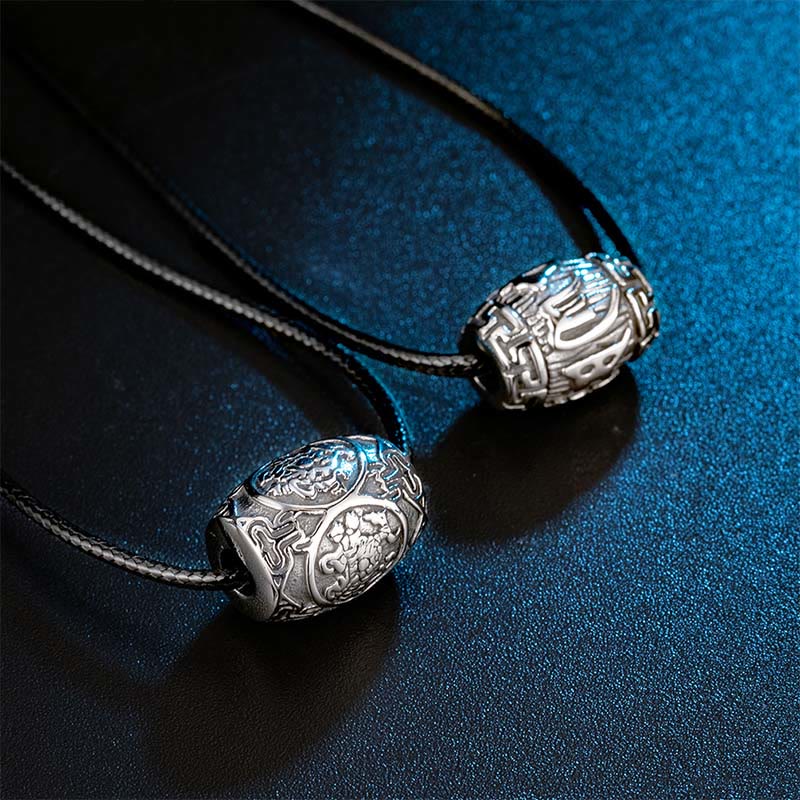 Buddha Stones Tibetan Om Mani Padme Hum Four Mythical Beasts Titanium Steel Wisdom Necklace Pendant - image 1