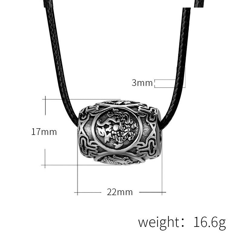 Buddha Stones Tibetan Om Mani Padme Hum Four Mythical Beasts Titanium Steel Wisdom Necklace Pendant - image 6