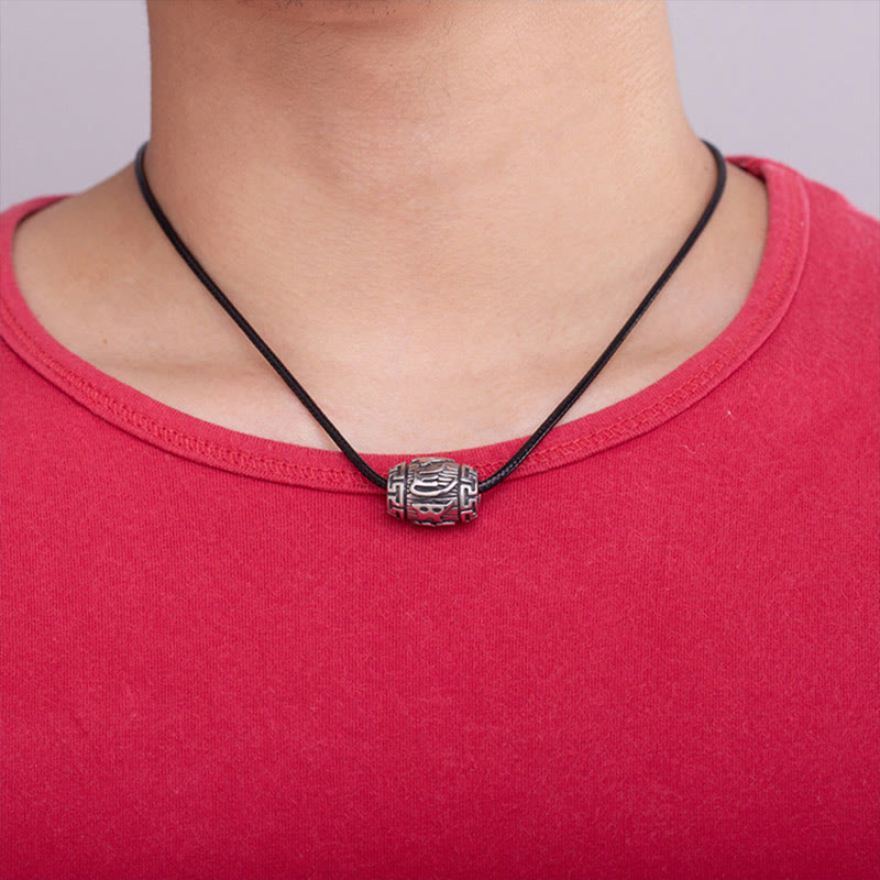 Buddha Stones Tibetan Om Mani Padme Hum Four Mythical Beasts Titanium Steel Wisdom Necklace Pendant - image 8