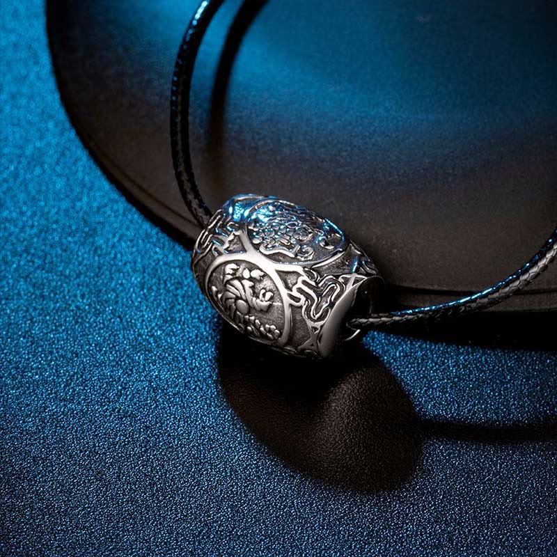 Buddha Stones Tibetan Om Mani Padme Hum Four Mythical Beasts Titanium Steel Wisdom Necklace Pendant - image 4