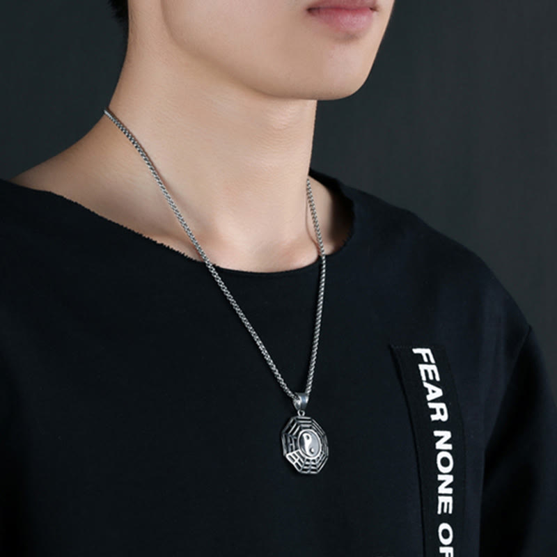 Buddha Stones Titanium Steel Bagua Yin Yang Pattern Balance Necklace Pendant - image 15