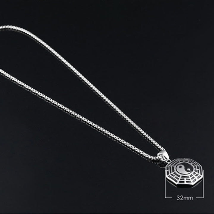 Buddha Stones Titanium Steel Bagua Yin Yang Pattern Balance Necklace Pendant - image 16