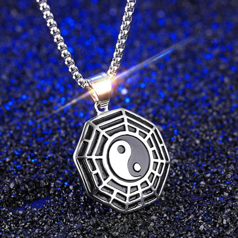 Buddha Stones Titanium Steel Bagua Yin Yang Pattern Balance Necklace Pendant - image 10