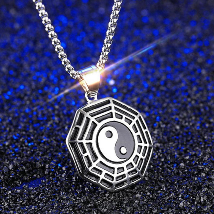 Buddha Stones Titanium Steel Bagua Yin Yang Pattern Balance Necklace Pendant - image 10