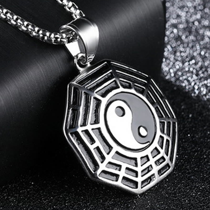 Buddha Stones Titanium Steel Bagua Yin Yang Pattern Balance Necklace Pendant - image 12
