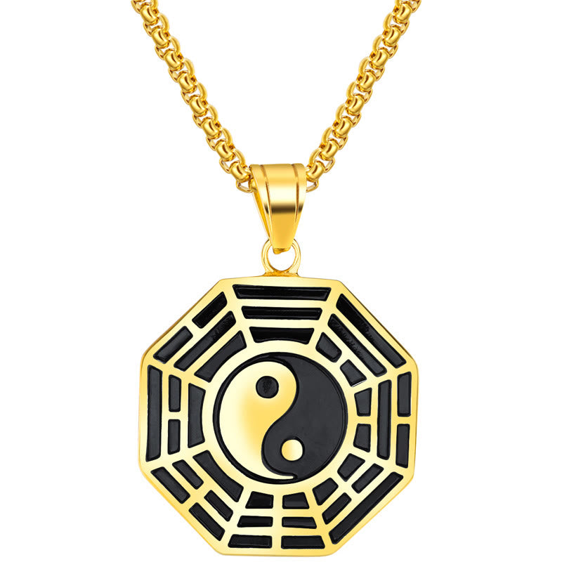 Buddha Stones Titanium Steel Bagua Yin Yang Pattern Balance Necklace Pendant - image 5