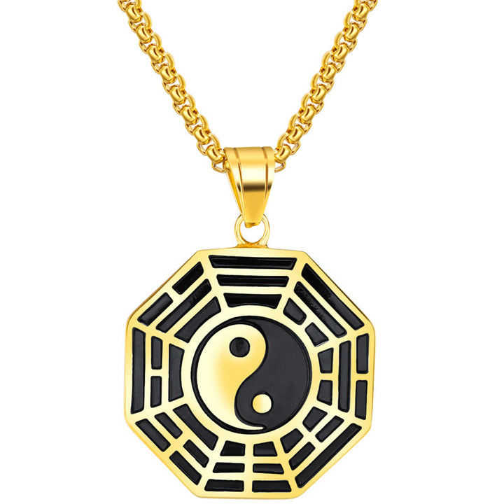 Buddha Stones Titanium Steel Bagua Yin Yang Pattern Balance Necklace Pendant - image 5