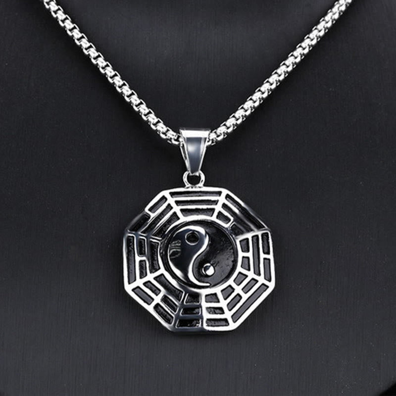 Buddha Stones Titanium Steel Bagua Yin Yang Pattern Balance Necklace Pendant - image 14