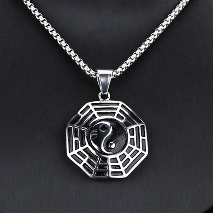 Buddha Stones Titanium Steel Bagua Yin Yang Pattern Balance Necklace Pendant - image 14