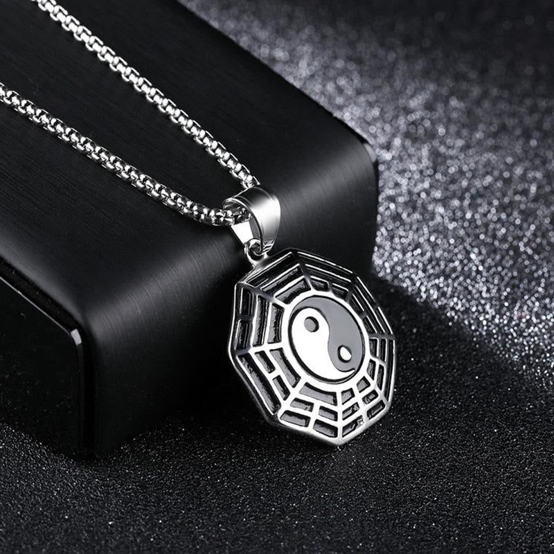Buddha Stones Titanium Steel Bagua Yin Yang Pattern Balance Necklace Pendant - image 11
