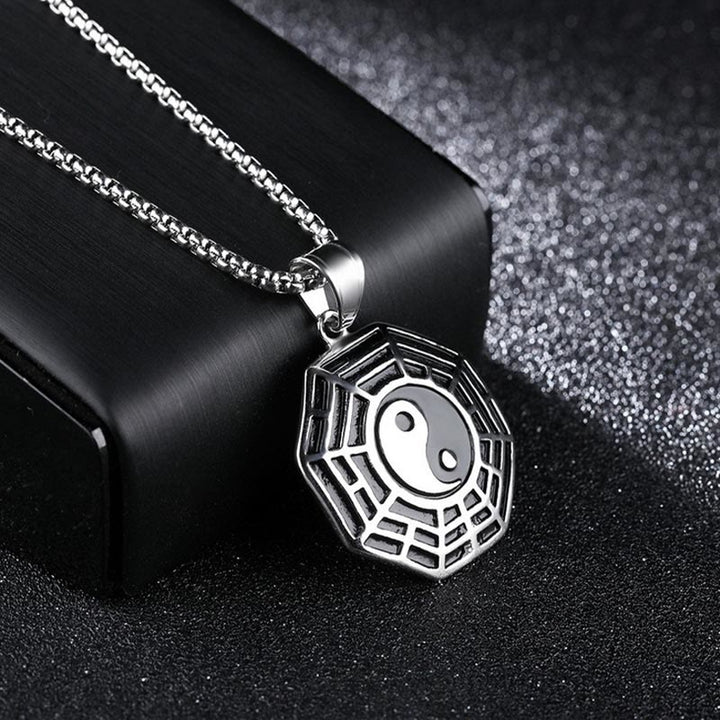 Buddha Stones Titanium Steel Bagua Yin Yang Pattern Balance Necklace Pendant - image 11