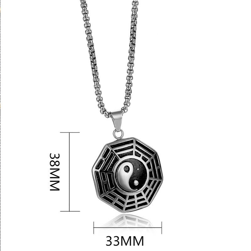 Buddha Stones Titanium Steel Bagua Yin Yang Pattern Balance Necklace Pendant - image 17