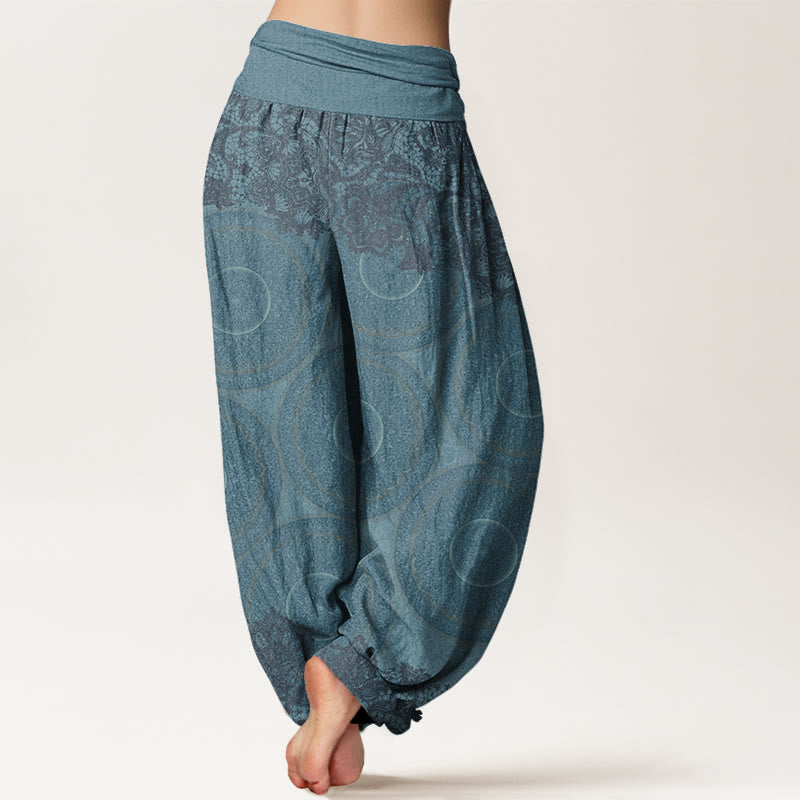 Buddha Stones Casual Flowers Compass Design Women's Elastic Waist Harem Pants - image 2