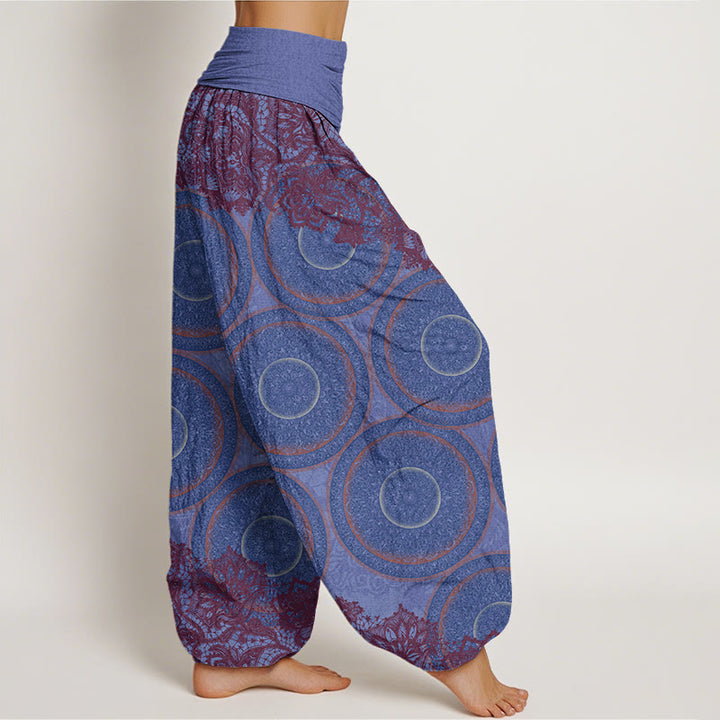 Buddha Stones Casual Flowers Compass Design Women's Elastic Waist Harem Pants - image 8