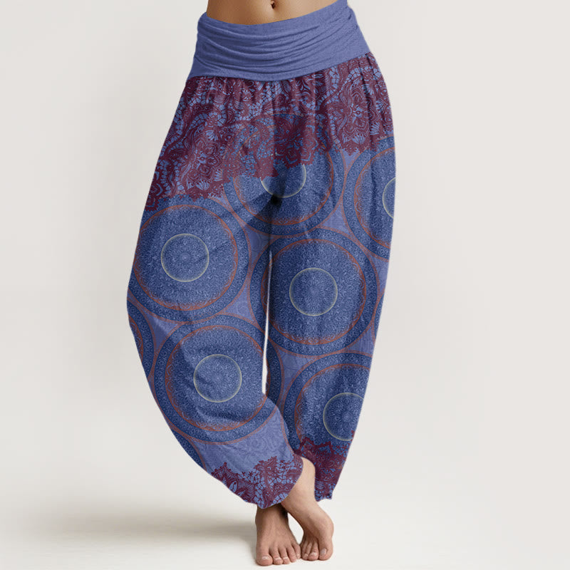 Buddha Stones Casual Flowers Compass Design Women's Elastic Waist Harem Pants - MediumSlateBlue - US22，UK/AU26，EU54 (6XL) - image 7