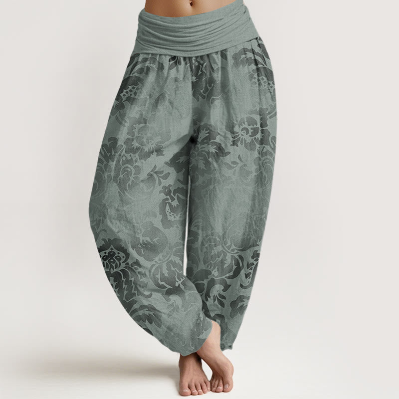 Buddha Stones Casual Flower Leaves Design Women's Elastic Waist Harem Pants - DarkSeaGreen - US22，UK/AU26，EU54 (6XL) - image 7