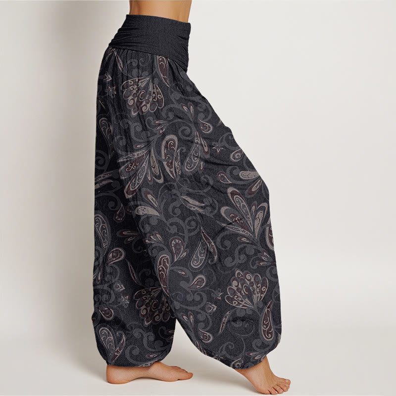 Buddha Stones Casual Flower Petals Design Women's Elastic Waist Harem Pants - image 1