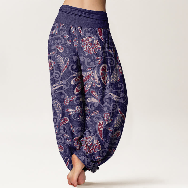 Buddha Stones Casual Flower Petals Design Women's Elastic Waist Harem Pants - image 9