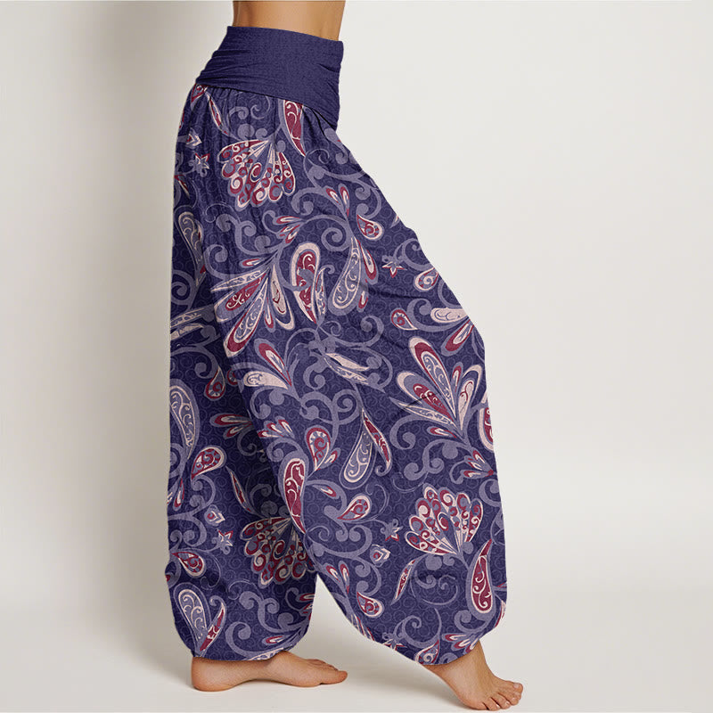 Buddha Stones Cotton Casual Flower Petals Design Women's Elastic Waist Harem Pants - image 8