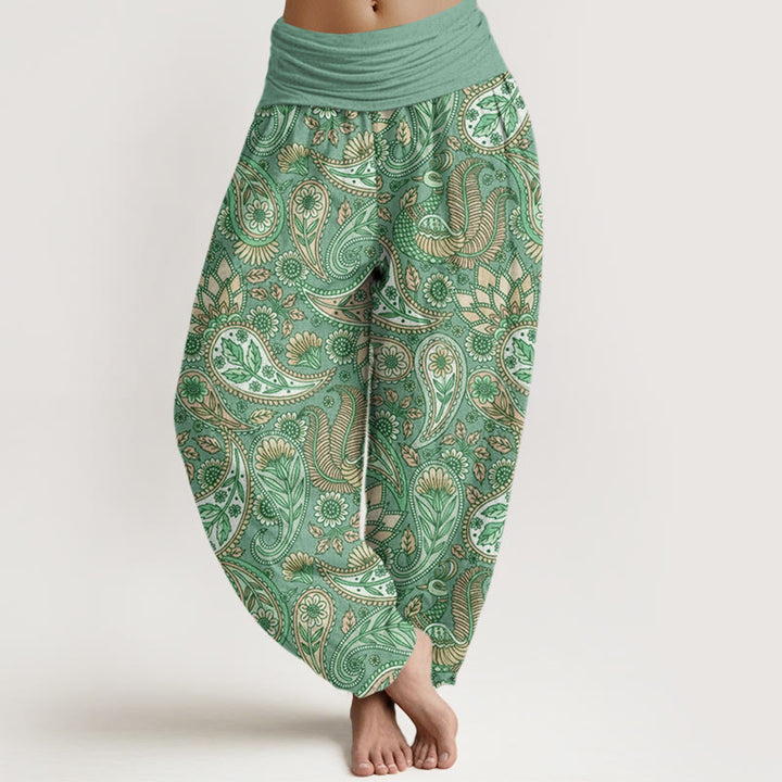 Buddha Stones Cotton Cashew Flower Peacock Sunflower Design Women's Elastic Waist Harem Pants - MediumAquamarine - US22，UK/AU26，EU54 (6XL) - image 4
