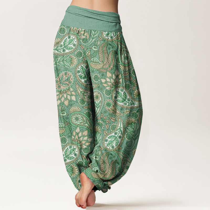 Buddha Stones Cotton Cashew Flower Peacock Sunflower Design Women's Elastic Waist Harem Pants - image 6