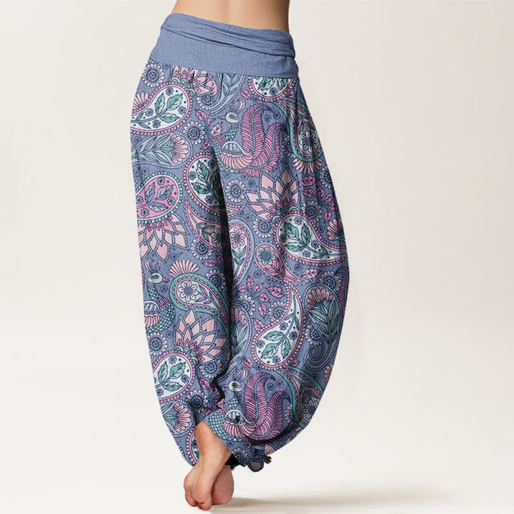 Buddha Stones Cotton Cashew Flower Peacock Sunflower Design Women's Elastic Waist Harem Pants - image 9