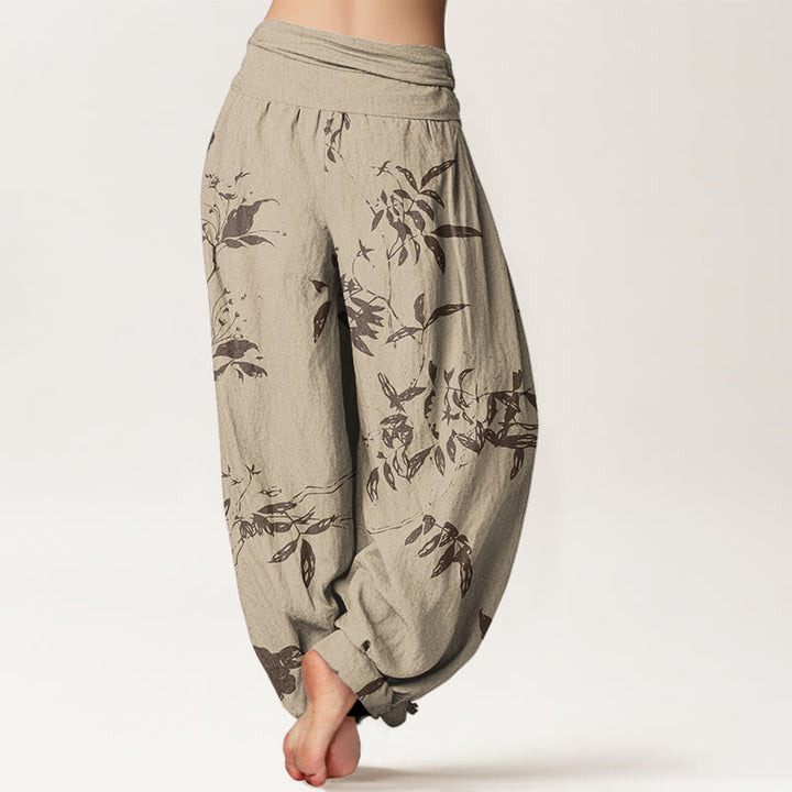Buddha Stones Branch Pattern Women's Elastic Waist Harem Pants - image 2