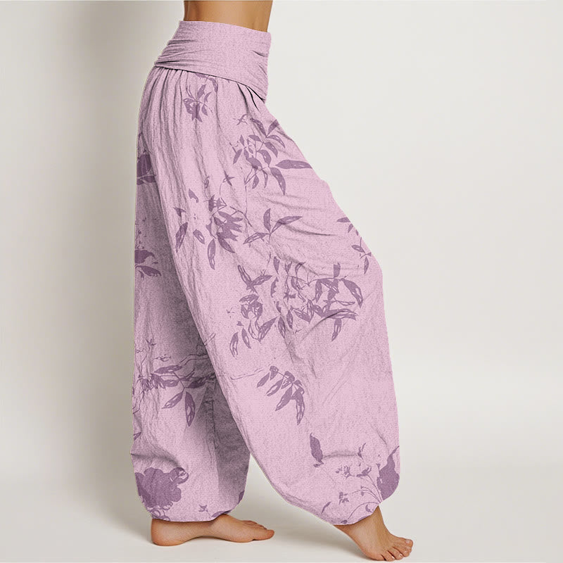Buddha Stones Branch Pattern Women's Elastic Waist Harem Pants - image 8