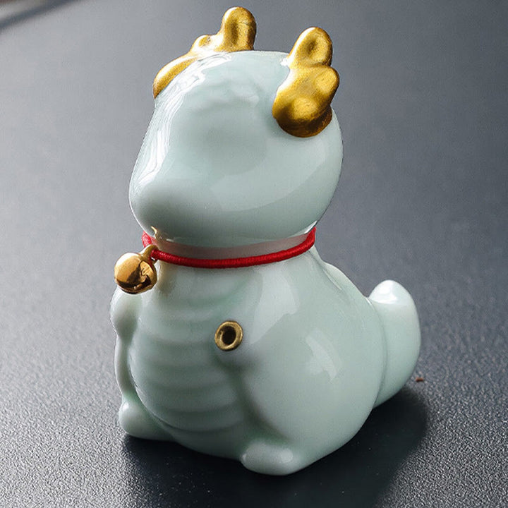 Buddha Stones Dragon Bell Healing Ceramic Incense Burner Desk Decoration - Lightblue Dragon Bell 5.4*3.5*6cm - image 10