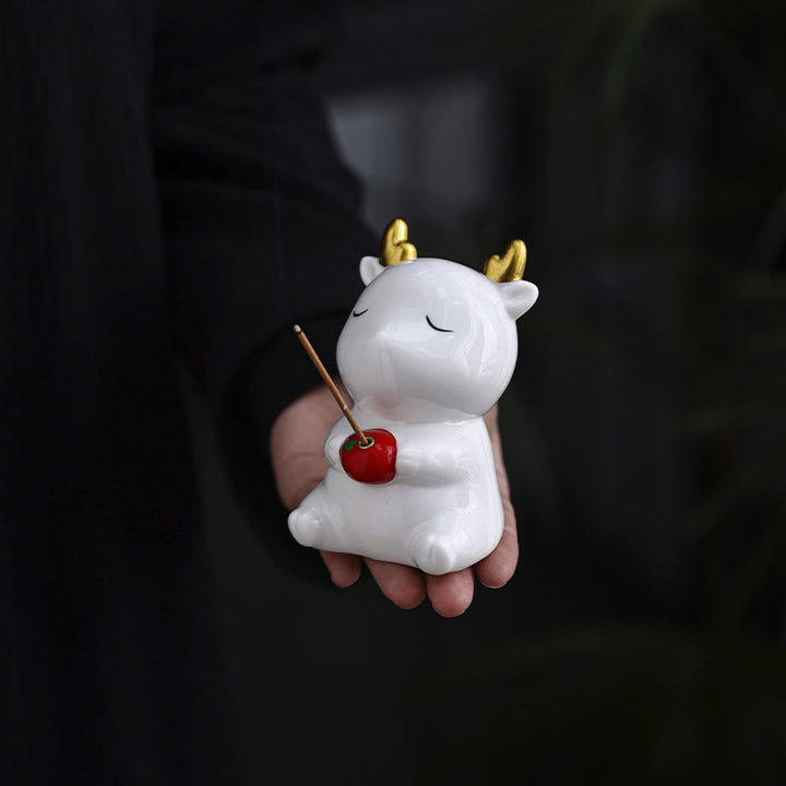 Buddha Stones Cute Deer Holder Healing Ceramic Incense Burner Desk Decoration - image 2