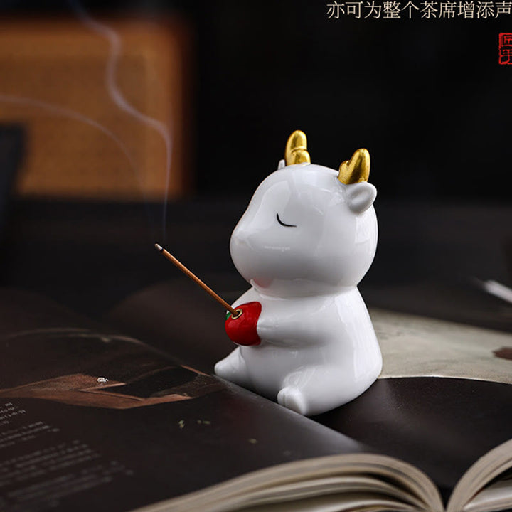 Buddha Stones Cute Deer Holder Healing Ceramic Incense Burner Desk Decoration - image 3