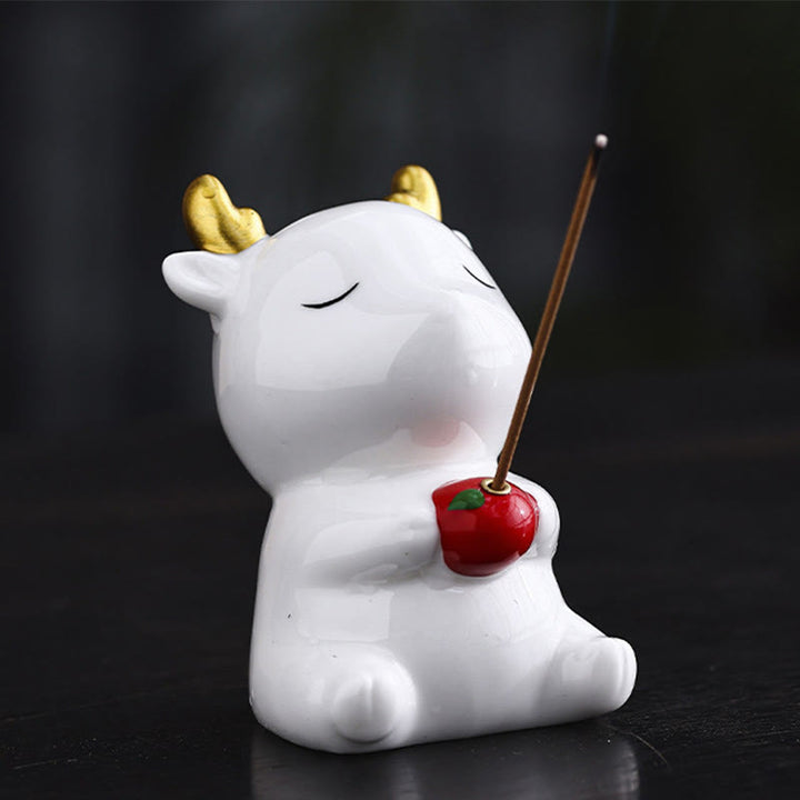 Buddha Stones Cute Deer Holder Healing Ceramic Incense Burner Desk Decoration - image 6