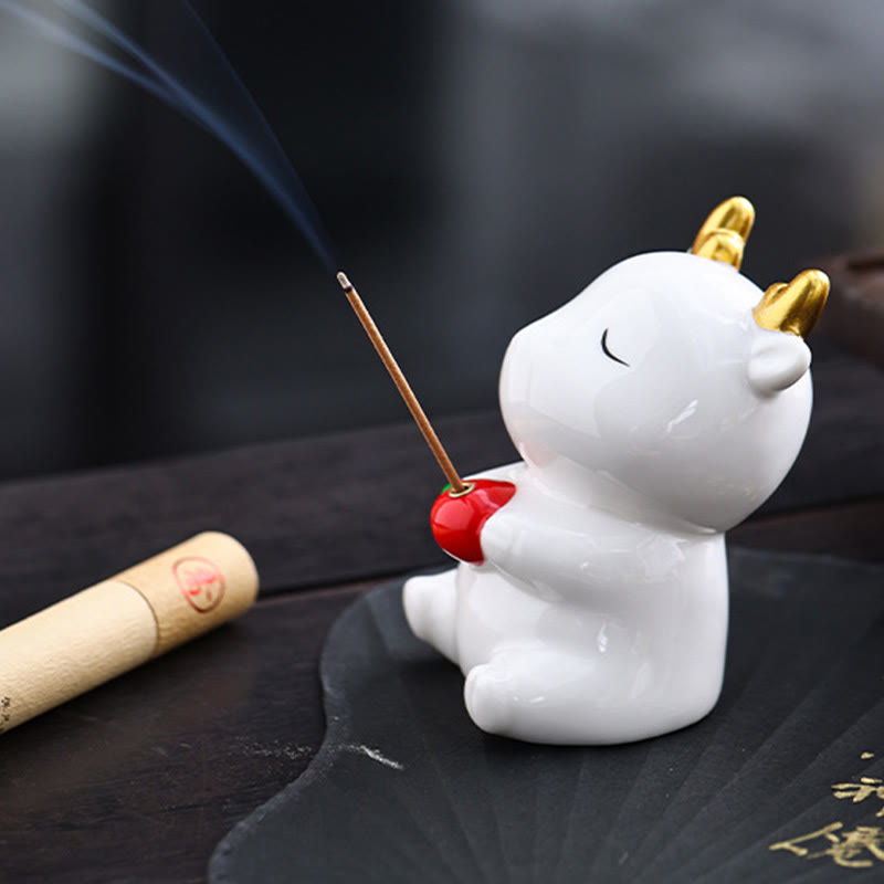 Buddha Stones Cute Deer Holder Healing Ceramic Incense Burner Desk Decoration - image 4