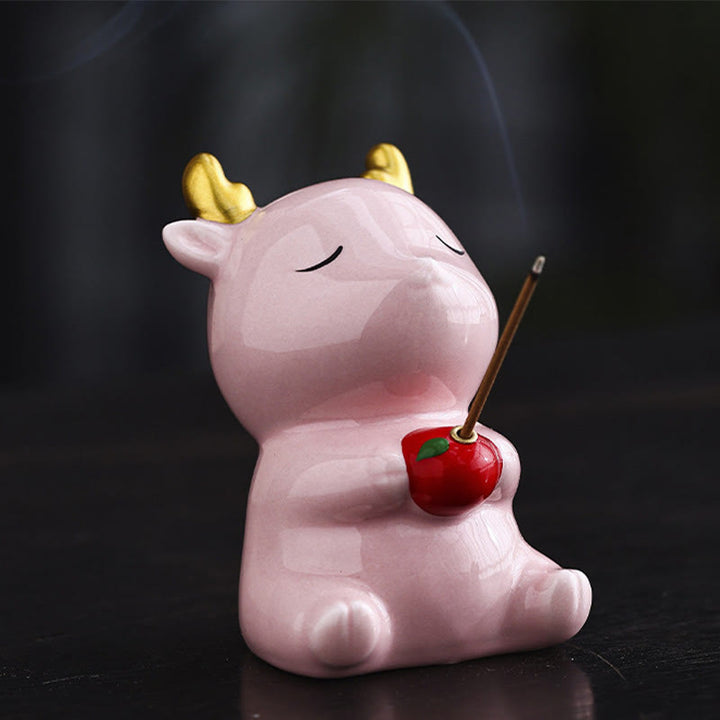 Buddha Stones Cute Deer Holder Healing Ceramic Incense Burner Desk Decoration - Pink Deer 6.1*5.7*8.7cm - image 10