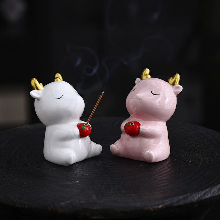 Buddha Stones Cute Deer Holder Healing Ceramic Incense Burner Desk Decoration - image 11