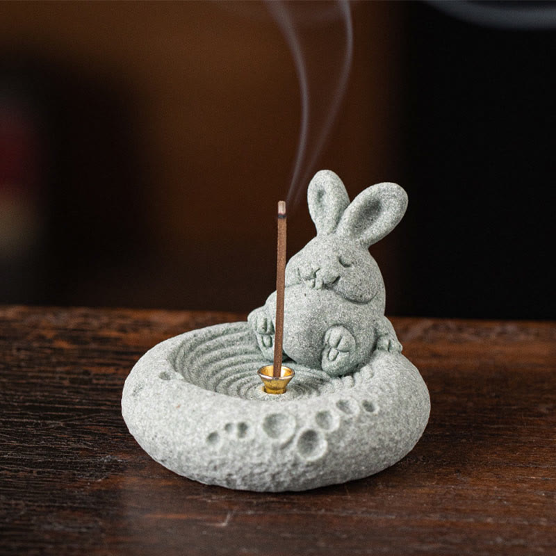 Buddha Stones Chinese Zodiac Healing Incense Burner Desk Decoration - Rabbit 6.7*6.3*5.3cm - image 12