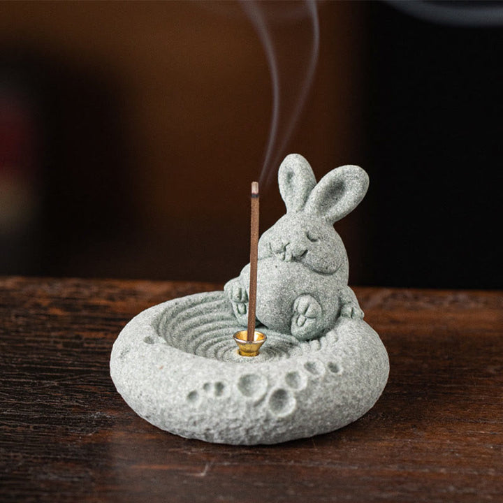 Buddha Stones Chinese Zodiac Healing Incense Burner Desk Decoration - Rabbit 6.7*6.3*5.3cm - image 12
