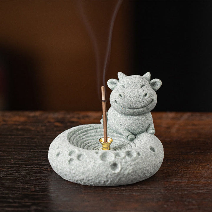 Buddha Stones Chinese Zodiac Healing Incense Burner Desk Decoration - Ox 6.6*6.3*5cm - image 6