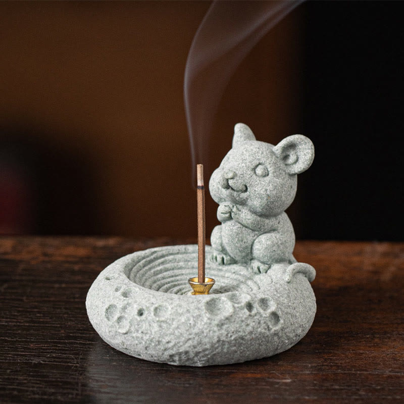 Buddha Stones Chinese Zodiac Healing Incense Burner Desk Decoration - Rat 6.7*6.3*5.3 - image 4