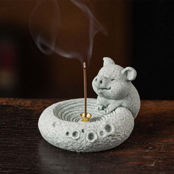 Buddha Stones Chinese Zodiac Healing Incense Burner Desk Decoration - Pig 7.5*6.3*4.5cm - image 43
