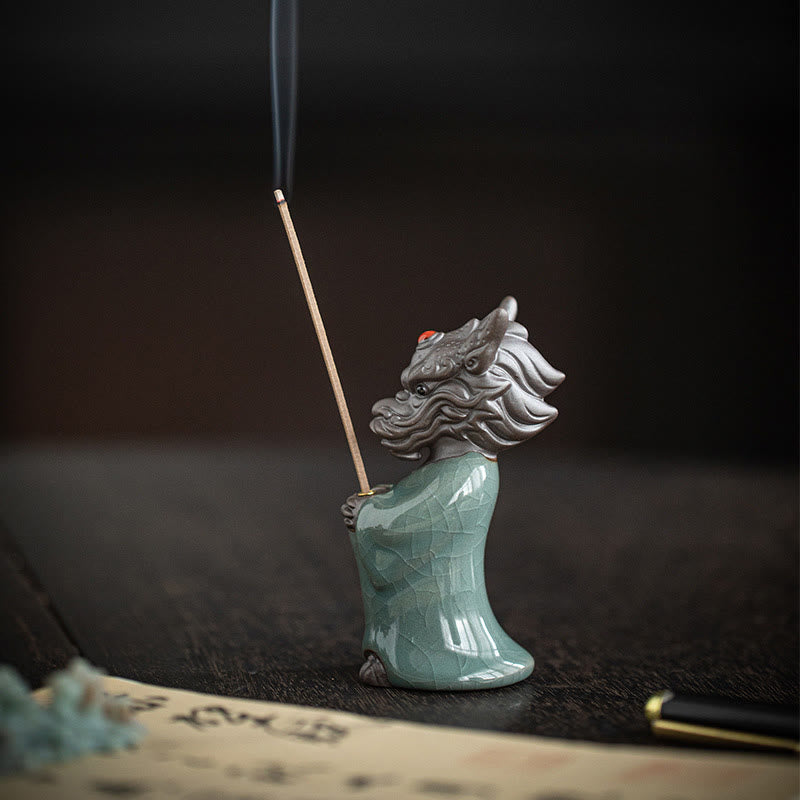 Buddha Stones Praying Dragon King Lotus Base Fu Character Ceramic Healing Incense Burner Desk Decoration - image 14