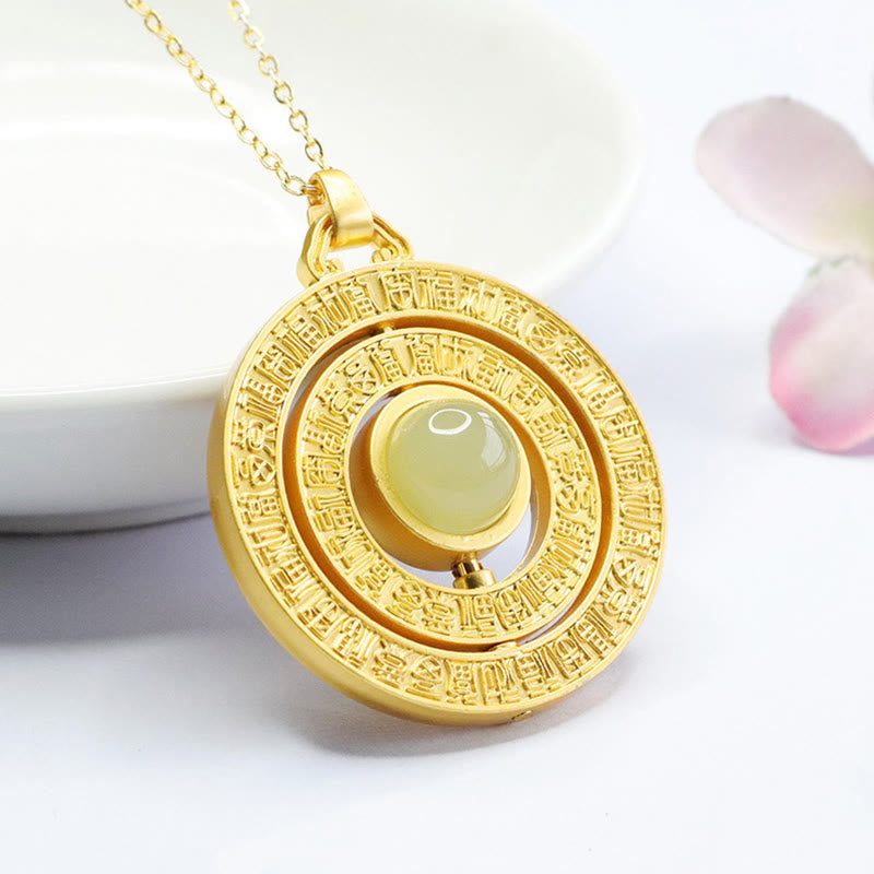 Buddha Stones Hetian Jade Hundred Blessings Fu Character Luck Rotatable Necklace Pendant - image 8