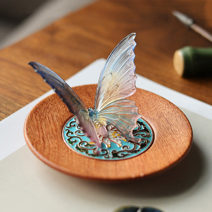 Buddha Stones Butterfly Healing Incense Burner Desk Decoration - Colorful Butterfly 8*4.5*5cm - image 6