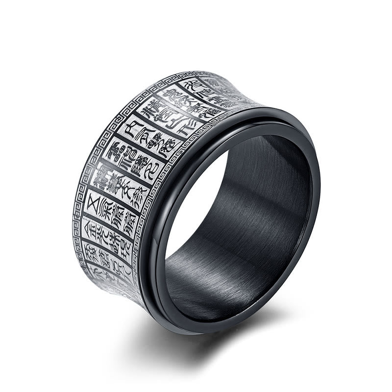 Buddha Stones Tibetan Seal Script Golden Light Mantra Titanium Steel Spinner Balance Ring - image 10