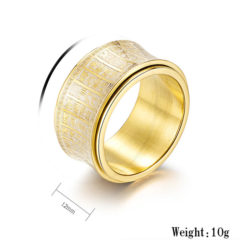 Buddha Stones Tibetan Seal Script Golden Light Mantra Titanium Steel Spinner Balance Ring - image 7