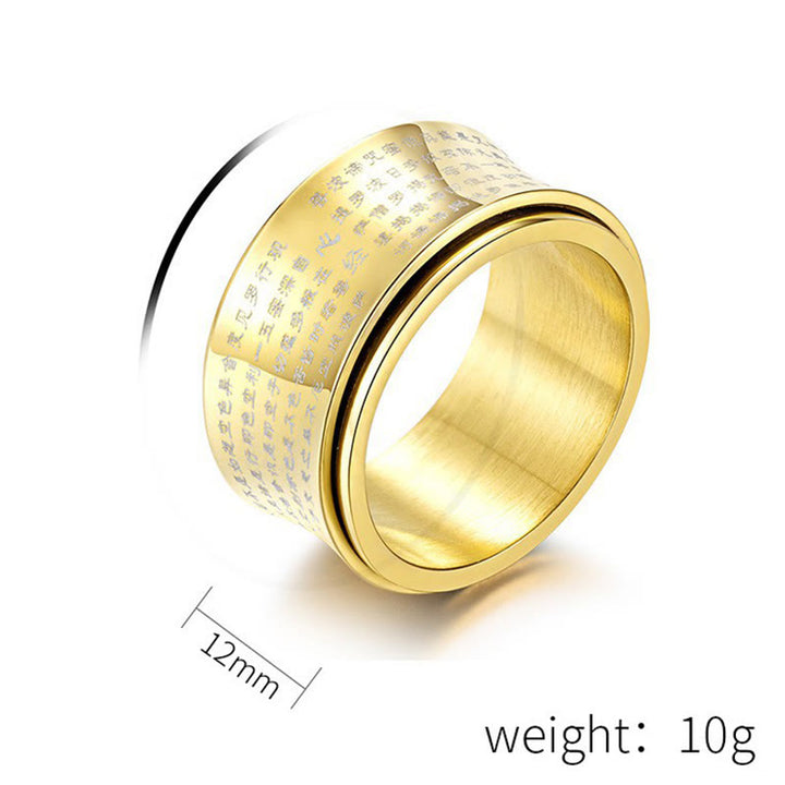 Buddha Stones Tibetan Miniature Scriptures Heart Sutra Titanium Steel Spinner Balance Ring - image 10